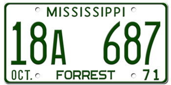 1971 MISSISSIPPI STATE LICENSE PLATE--