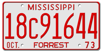 1973 MISSISSIPPI STATE LICENSE PLATE--EMBOSSED WITH YOUR CUSTOM NUMBER