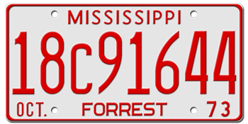 1973 MISSISSIPPI STATE LICENSE PLATE--