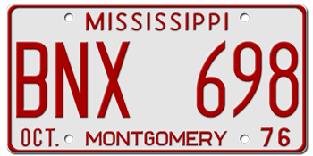 1976 MISSISSIPPI STATE LICENSE PLATE--