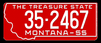 1955 MONTANA STATE LICENSE PLATE - EMBOSSED WITH YOUR CUSTOM NUMBER