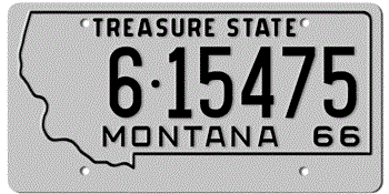 1966 MONTANA STATE LICENSE PLATE - EMBOSSED WITH YOUR CUSTOM NUMBER