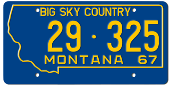 1967 MONTANA STATE LICENSE PLATE - EMBOSSED WITH YOUR CUSTOM NUMBER