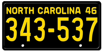 1946 NORTH CAROLINA STATE LICENSE PLATE - 