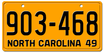 1949 NORTH CAROLINA STATE LICENSE PLATE - EMBOSSED WITH YOUR CUSTOM NUMBER