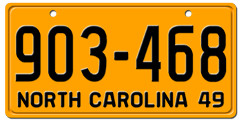 1949 NORTH CAROLINA STATE LICENSE PLATE - 