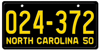 1950 NORTH CAROLINA STATE LICENSE PLATE - EMBOSSED WITH YOUR CUSTOM NUMBER
