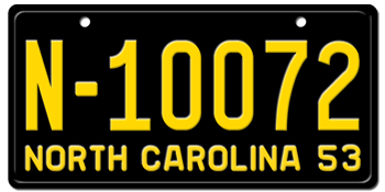 1953 NORTH CAROLINA STATE LICENSE PLATE - 