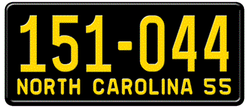 1955 NORTH CAROLINA STATE LICENSE PLATE - EMBOSSED WITH YOUR CUSTOM NUMBER