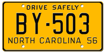 1956 NORTH CAROLINA STATE LICENSE PLATE - EMBOSSED WITH YOUR CUSTOM NUMBER