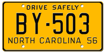 1956 NORTH CAROLINA STATE LICENSE PLATE - 