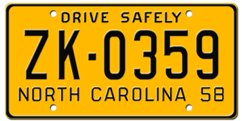 1958 NORTH CAROLINA STATE LICENSE PLATE - EMBOSSED WITH YOUR CUSTOM NUMBER