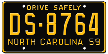 1959 NORTH CAROLINA STATE LICENSE PLATE - 