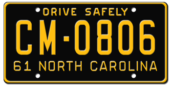 1961 NORTH CAROLINA STATE LICENSE PLATE - 