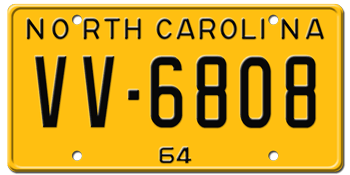 1964 NORTH CAROLINA STATE LICENSE PLATE--