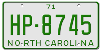 1971 NORTH CAROLINA STATE LICENSE PLATE--EMBOSSED WITH YOUR CUSTOM NUMBER