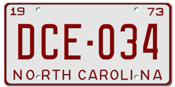 1973 NORTH CAROLINA STATE LICENSE PLATE--EMBOSSED WITH YOUR CUSTOM NUMBER