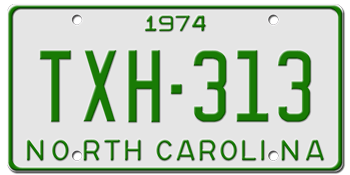 1974 NORTH CAROLINA STATE LICENSE PLATE--EMBOSSED WITH YOUR CUSTOM NUMBER