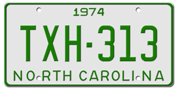 1974 NORTH CAROLINA STATE LICENSE PLATE--