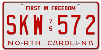 1975 NORTH CAROLINA STATE LICENSE PLATE-- - This plate was also used in 1976 and 1977