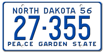 1956 NORTH DAKOTA STATE LICENSE PLATE--EMBOSSED WITH YOUR CUSTOM NUMBER