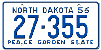 1956 NORTH DAKOTA STATE LICENSE PLATE--