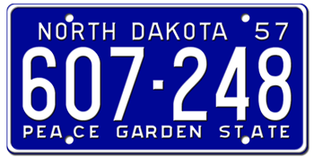 1957 NORTH DAKOTA STATE LICENSE PLATE--