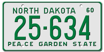 1960 NORTH DAKOTA STATE LICENSE PLATE--EMBOSSED WITH YOUR CUSTOM NUMBER