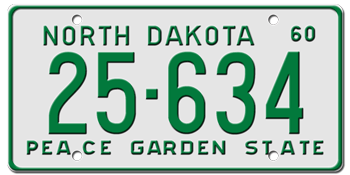 1960 NORTH DAKOTA STATE LICENSE PLATE--