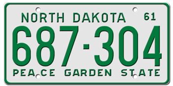 1961 NORTH DAKOTA STATE LICENSE PLATE--EMBOSSED WITH YOUR CUSTOM NUMBER