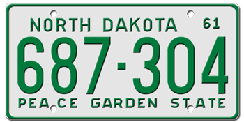 1961 NORTH DAKOTA STATE LICENSE PLATE--