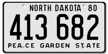 1980 NORTH DAKOTA STATE LICENSE PLATE-- - This plate was also used in 81, 82, and 1983