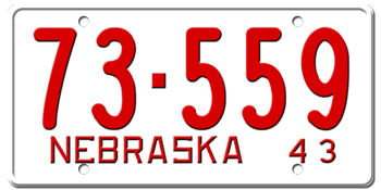 1943 NEBRASKA STATE LICENSE PLATE--