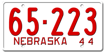 1944 NEBRASKA STATE LICENSE PLATE--