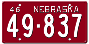 1946 NEBRASKA STATE LICENSE PLATE--