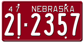 1947 NEBRASKA STATE LICENSE PLATE--EMBOSSED WITH YOUR CUSTOM NUMBER