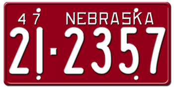 1947 NEBRASKA STATE LICENSE PLATE--