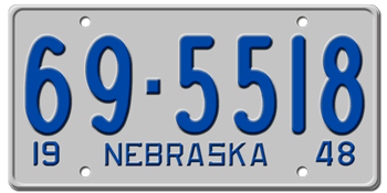 1948 NEBRASKA STATE LICENSE PLATE--