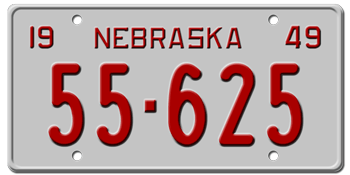 1949 NEBRASKA STATE LICENSE PLATE--