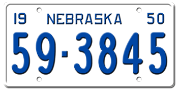1950 NEBRASKA STATE LICENSE PLATE--EMBOSSED WITH YOUR CUSTOM NUMBER