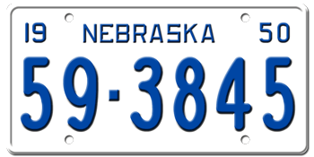 1950 NEBRASKA STATE LICENSE PLATE--