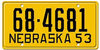 1953 NEBRASKA STATE LICENSE PLATE--EMBOSSED WITH YOUR CUSTOM NUMBER