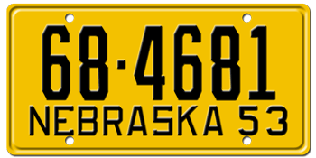 1953 NEBRASKA STATE LICENSE PLATE--