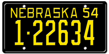1954 NEBRASKA STATE LICENSE PLATE--EMBOSSED WITH YOUR CUSTOM NUMBER