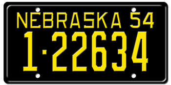 1954 NEBRASKA STATE LICENSE PLATE--