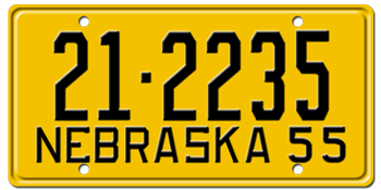 1955 NEBRASKA STATE LICENSE PLATE--EMBOSSED WITH YOUR CUSTOM NUMBER