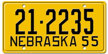 1955 NEBRASKA STATE LICENSE PLATE--