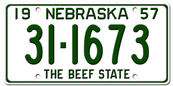 1957 NEBRASKA STATE LICENSE PLATE--EMBOSSED WITH YOUR CUSTOM NUMBER