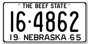 1965 NEBRASKA STATE LICENSE PLATE--