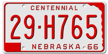 1966 NEBRASKA STATE LICENSE PLATE--